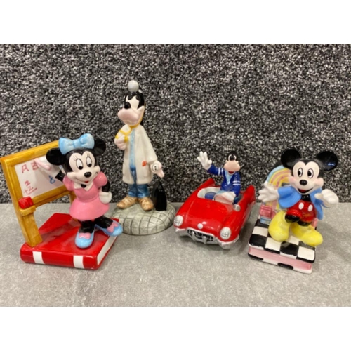 16 - 4x Walt Disney figures by Schmid, includes 2x Goofy, Mickey & Minnie Mouse