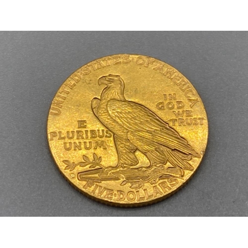 22ct Yellow gold United States of America five Dollars coin dated 1909