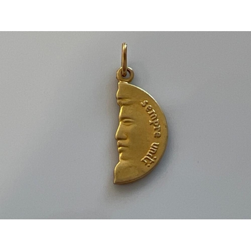 135 - Solid 18ct gold half face pendant 5.2g - This will be available for collection from 27th August as c... 