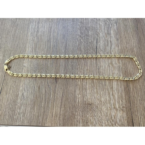 144 - Heavy 18ct gold fancy link chain. 42cm 29.5g - This will be available for collection from 27th Augus... 