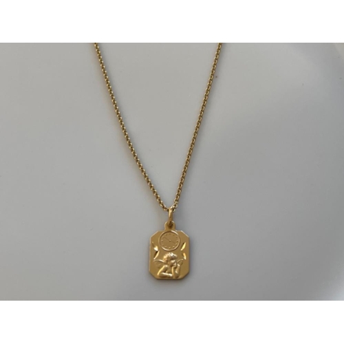 145 - 9ct gold Cupid pendant and chain. 18” 4g - This will be available for collection from 27th August as... 