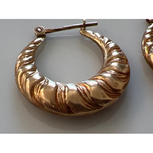 146 - Ladies 9ct gold hoop earrings. 2.3G - This will be available for collection from 27th August as curr... 