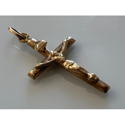 151 - 9ct gold crucifix pendant 0.7g - This will be available for collection from 27th August as currently... 