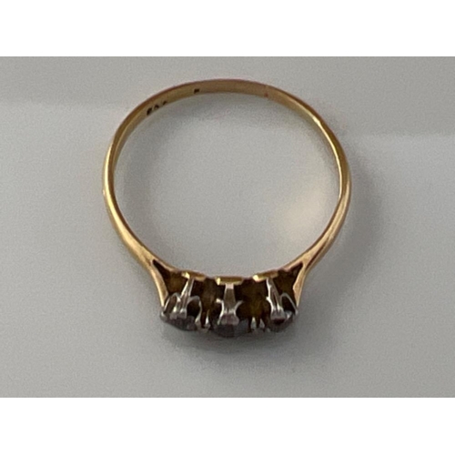 157 - Ladies 9ct gold 3 stone diamond ring. 2g size Q1/2 - This will be available for collection from 27th... 