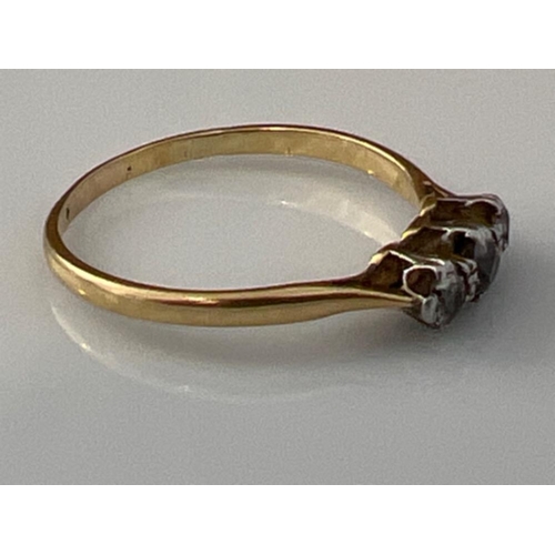 157 - Ladies 9ct gold 3 stone diamond ring. 2g size Q1/2 - This will be available for collection from 27th... 