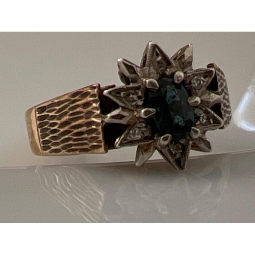 164 - Ladies 9ct gold blue and white stone cluster ring. Size R 3.6g - This will be available for collecti... 