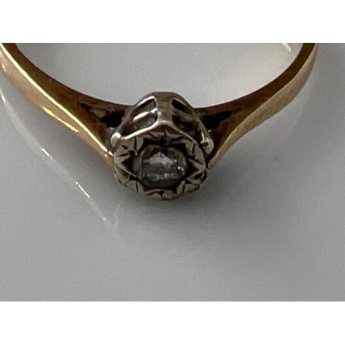 176 - Ladies 9ct gold white stone solitaire ring. Size R 1.7g - This will be available for collection from... 