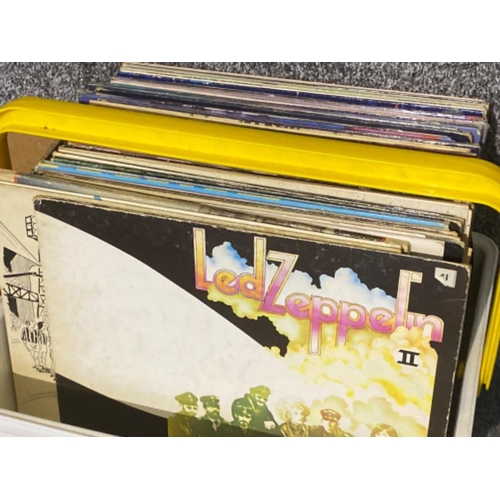 197 - 2 boxes of miscellaneous records - Lp’s & 45s, including Led Zeppelin, Madness etc