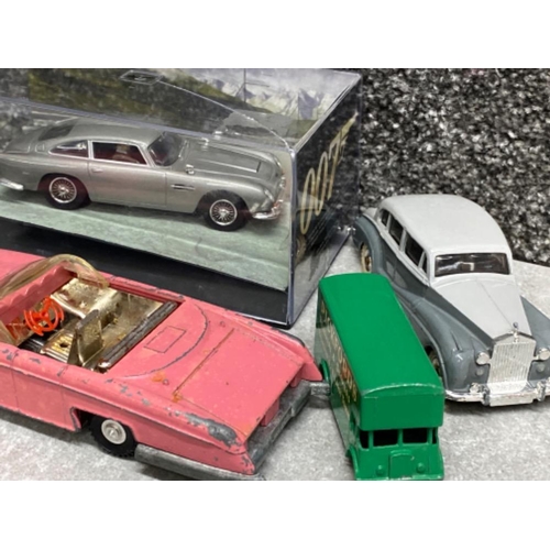 22 - Total of 7 diecast vehicles includes Dinky Dumpster & Lady Penelope’s Fab 1 thunderbirds car, 007 Go... 