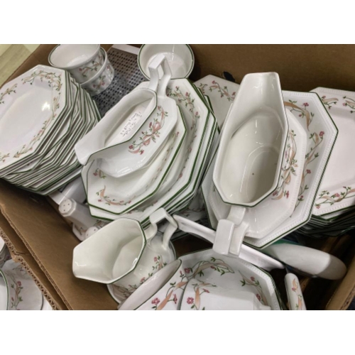 242 - 2 boxes containing a large quantity of Johnson Brothers tea & dinnerware