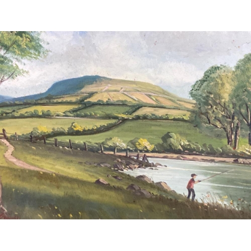 252 - Mahogany framed oil on canvas painting of the countryside, signed bottom left J.J O’Neil