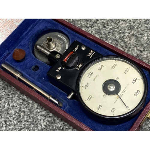 292 - Vintage Smiths industrial tachometer with original case & accessories