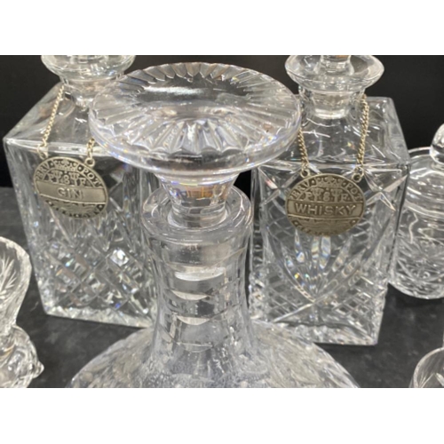 359 - Selection of crystal glassware including decanters, beakers, lidded pot & large bowl