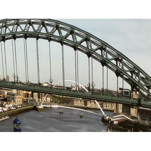 372 - Very large plastic display board depicting the river Tyne “focusing on the Millennium & Tyne bridge ... 