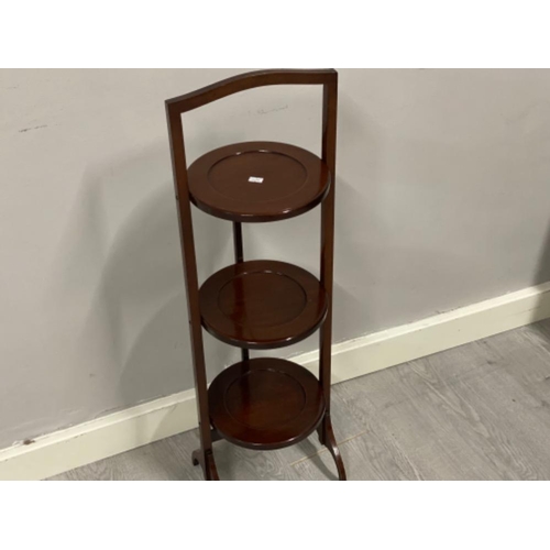 378 - Edwardian mahogany 3 tier folding cake stand