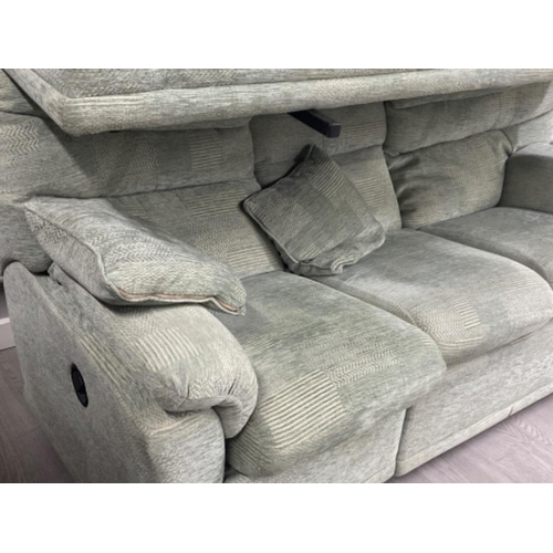 388 - Pair of upholstered “green fabric” 3 seater G-Plan settee’s, one with reclining function