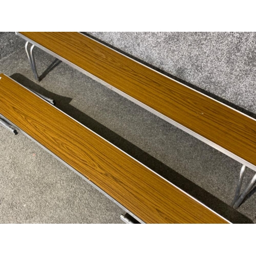 399 - 2x metal framed collapsable school benches