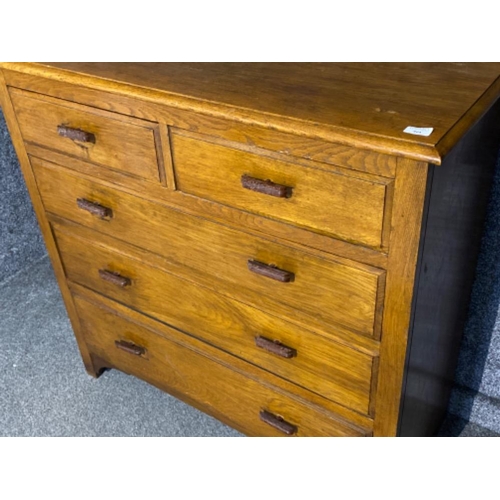 404 - Solid Oak 5 drawer chest of drawers - 106x45cm, Height 102cm