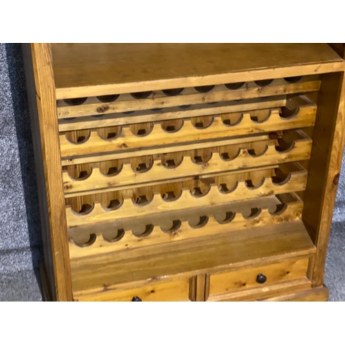 409 - Large Solid pine wine rack with drinking glasses section, 100x45cm, Height 134cm