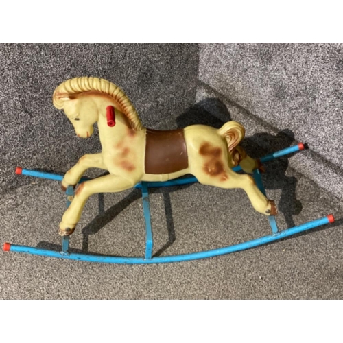 43 - Vintage plastic and metal rocking horse