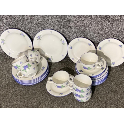 46 - 37 pieces of RoyalDoulton “Everyday” Tea cup, saucers & plates,Blueberry patterned, issued 1994