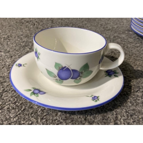 46 - 37 pieces of RoyalDoulton “Everyday” Tea cup, saucers & plates,Blueberry patterned, issued 1994