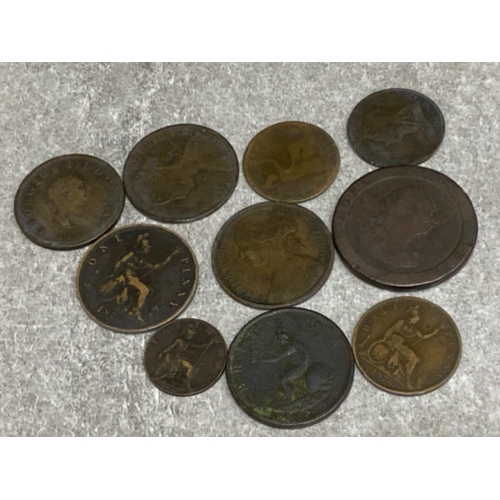 60 - 10x copper coinage of Great Britain in pennies/halfs & farthings - George III & Queen Victoria