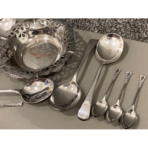 80 - Job lot comprising of a set of 6 silver plated teaspoons & 5 Dixon table spoons, also includes silve... 