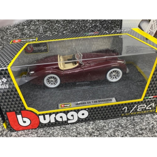 83 - 2x diecast model cars by Burago includes the Citroen 15 CV TA & Jaguar XK 120 Roadster both with ori... 