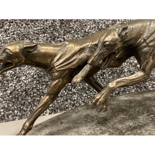 85 - Heredities bronzed racing greyhounds ornament “Genesis fine arts collection”