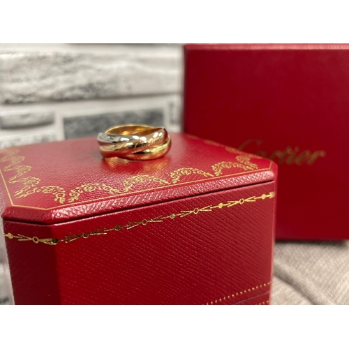 35 - Original Cartier 18ct Gold Tri-Colour Trinity Ring Regular Size with box - 8.2grams Ring Size J Very... 