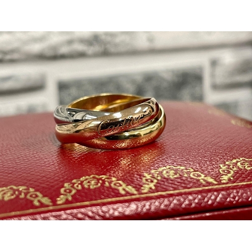 35 - Original Cartier 18ct Gold Tri-Colour Trinity Ring Regular Size with box - 8.2grams Ring Size J Very... 