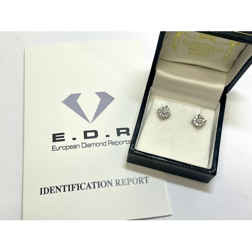 44 - 9ct WG Natural Diamond Cluster Earrings 0.40cts J/K Colour Si1 - EDR Certified - Very good condition