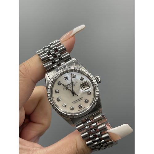 50 - Rolex Oyster Perpetual DateJust with Mother of Pearl face and Diamond Dial - 36mm - in good conditio... 