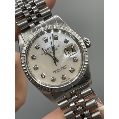 50 - Rolex Oyster Perpetual DateJust with Mother of Pearl face and Diamond Dial - 36mm - in good conditio... 