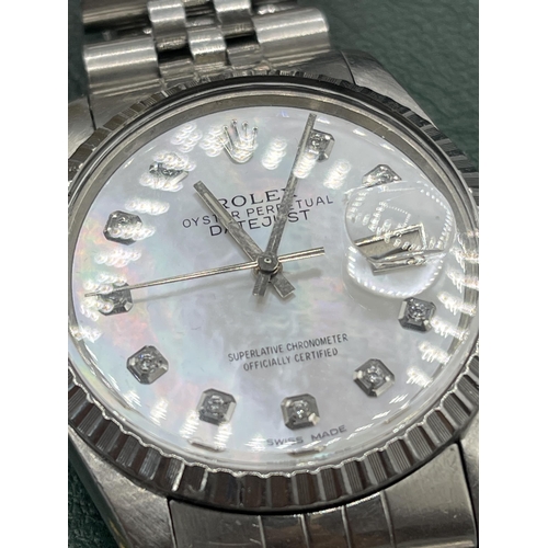 50 - Rolex Oyster Perpetual DateJust with Mother of Pearl face and Diamond Dial - 36mm - in good conditio... 