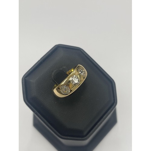 36 - Vintage  Large 18ct Gold 3 Stone Old Cut Diamond Ring Approx. 1.80cts - 10grams Ring Size S