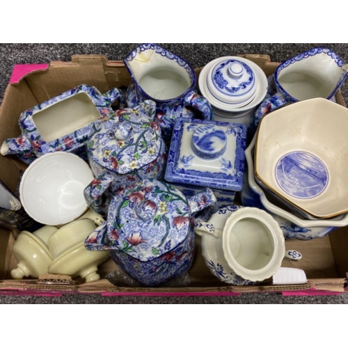 363 - Box of mainly Ringtons ware, includes bowls, teapot, tea caddy etc