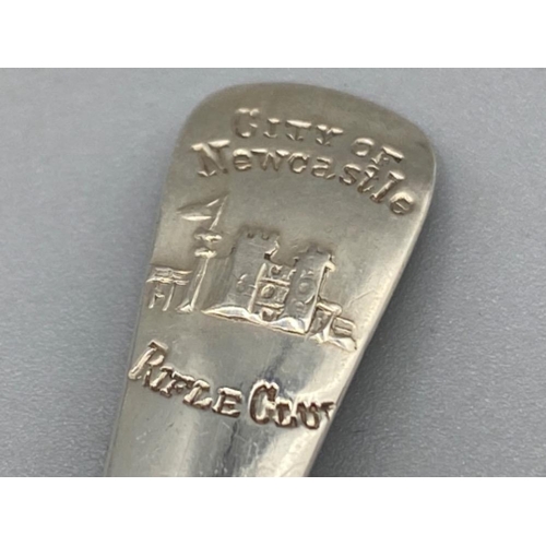 60 - Walker & Hall hallmarked Sheffield silver 1916 tea spoon, “city of Newcastle rifle club” 15.1g