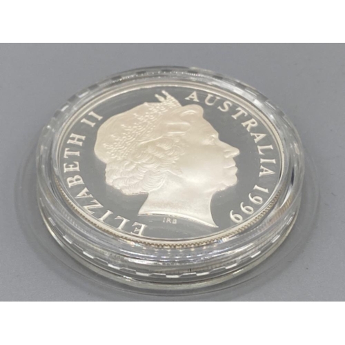 62 - Royal Australian Mint 1oz fine silver (99.9%) proof one Dollar coin in protective capsule, with orig... 