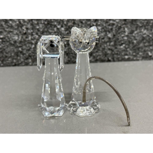 111 - 2x Swarovski animal ornaments - Cat & Dog