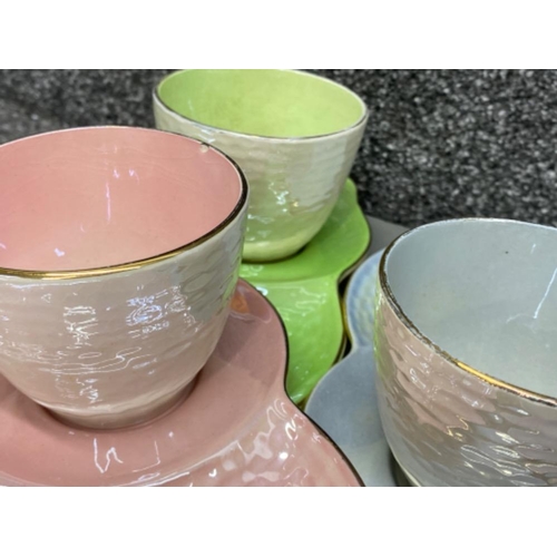 146 - 12 pieces of Maling lustre ware - cups & saucers “different colours”