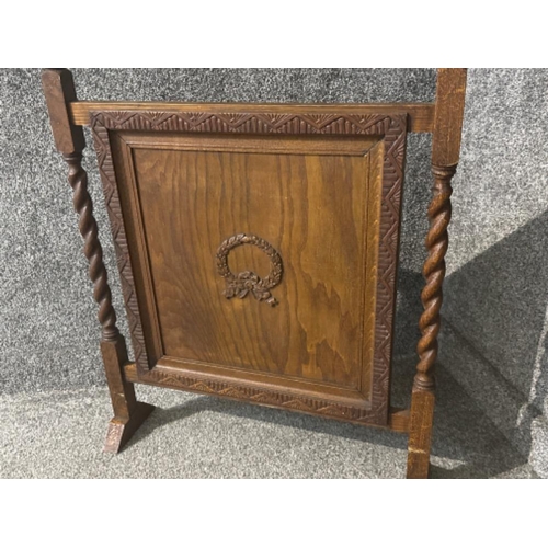 166 - Early 1900’s oak barley twist fire screen