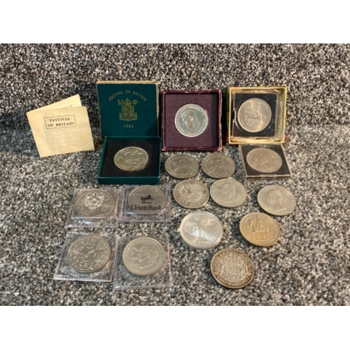 182 - 16 commemorative coins to include festival of Britain, the Olympics etc