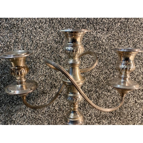 185 - Fine quality candelabra also including 2 stick candle holders and 2 miniature candle holders