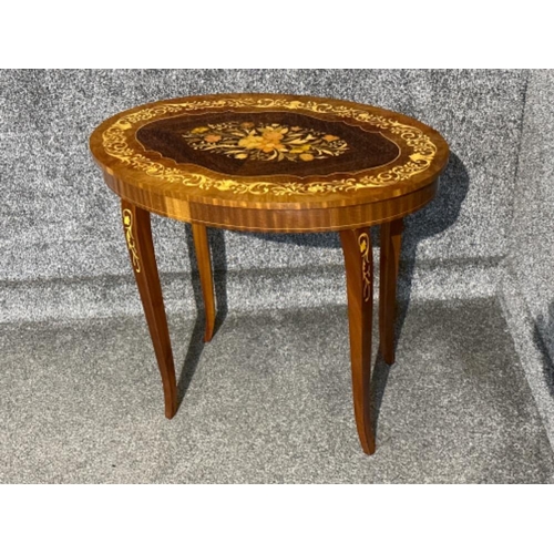 201 - Italian “Sorrento” Marquetry musical side table with hinged lid