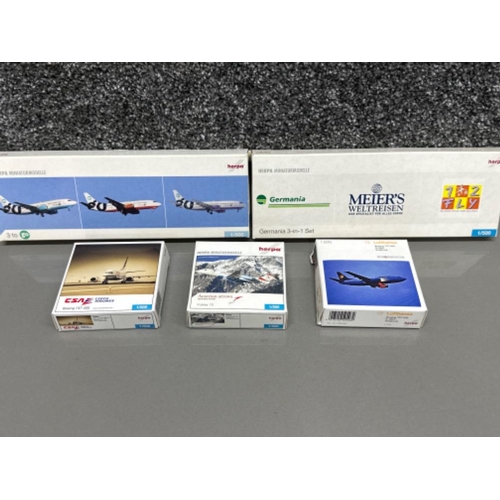 214 - 9x Herpa mini aeroplanes to include Lufthansa and Austrian Arrows