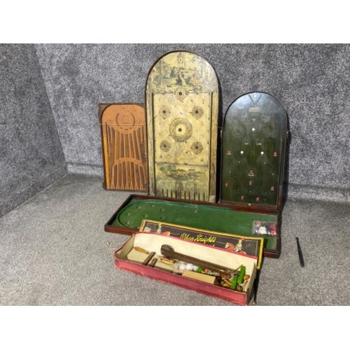 223 - Large lot containing 3 bagatelles a small bowling lane etc