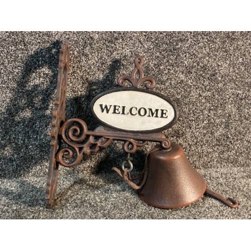 238 - Cast metal out door bell reading Welcome