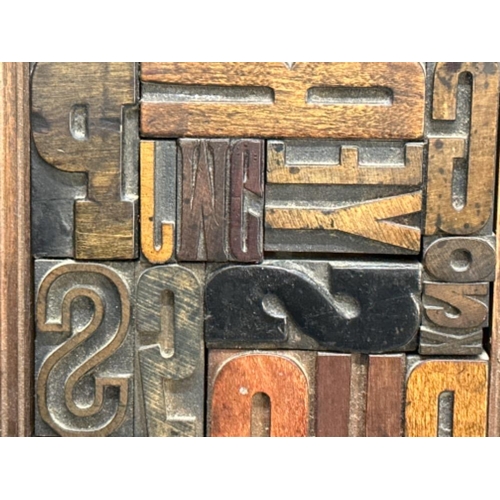 24 - Antique wooden letter press / printers block - vertical wooden wall hanging frame, 31x15cm